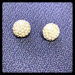 Button SILVER sparkle Earrings